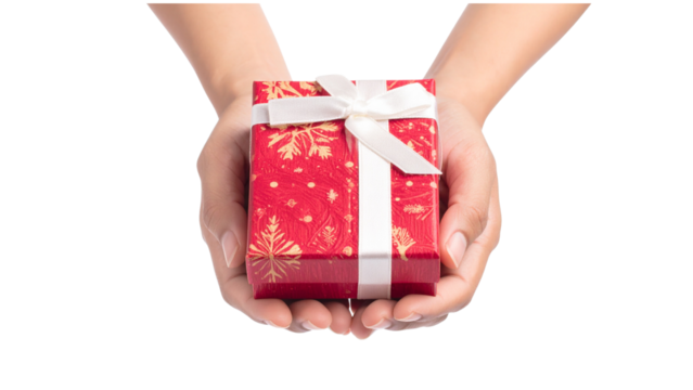 Hand Gift Christmas element with white background