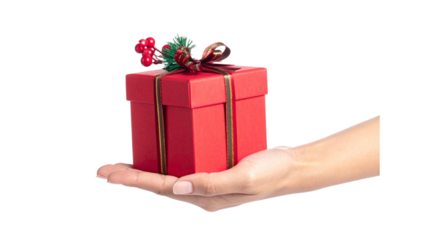 Hand Gift Christmas element with white background