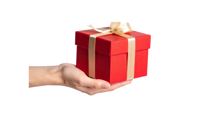 Hand Gift Christmas element with white background