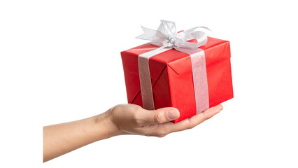 Obraz premium Hand Gift Christmas element with white background