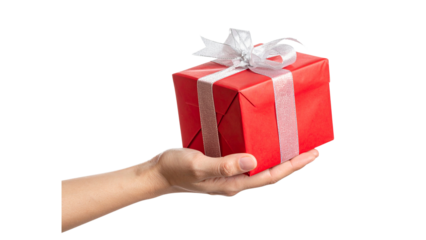 Hand Gift Christmas element with white background