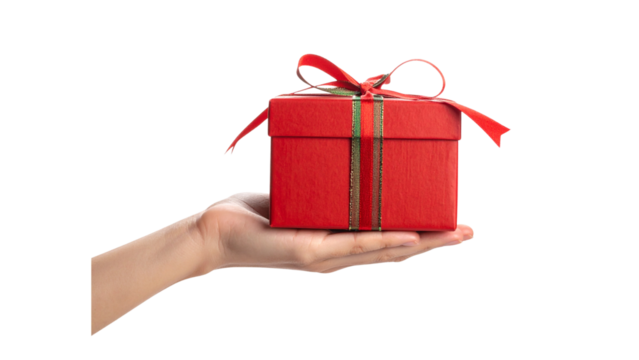 Hand Gift Christmas element with white background - Powered by Adobe