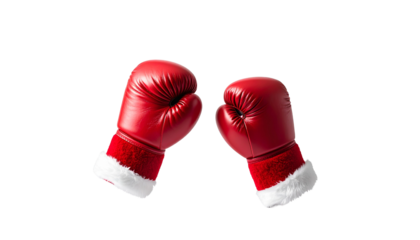 Red Boxing Gloves With White Cuffs Isolated on White Background - Symbol of Fight and Competition