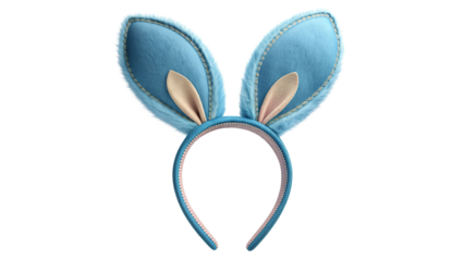 Blue Bunny Rabbit Ears Headband Isolated on Transparent Background