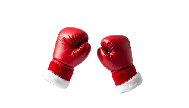 Red Boxing Gloves With White Cuffs Isolated on White Background - Symbol of Fight and Competition