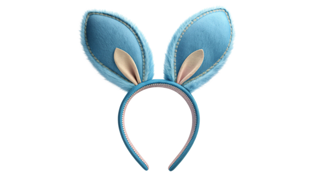 Blue Bunny Rabbit Ears Headband Isolated on Transparent Background