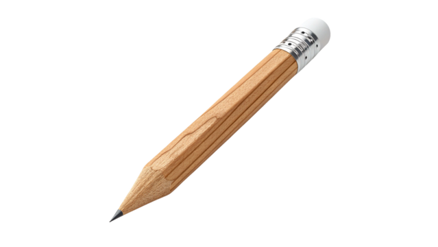 Natural Wood Pencil with Eraser Isolated on Transparent Background - Powered by Adobe