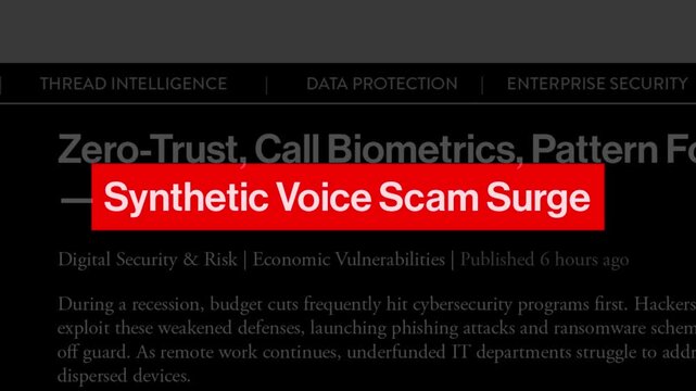 Synthetic Voice Scam Surge &mdash; Cybersecurity News Headline Text Animation