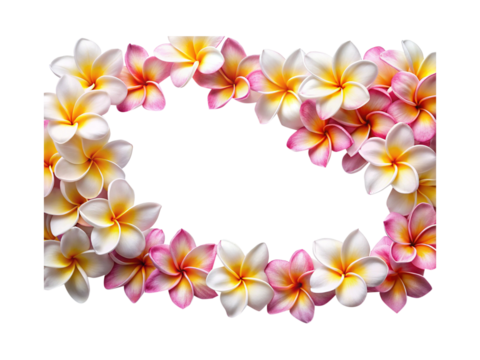 Beautiful Frame of Plumeria Flowers in Bloom with Space for Text