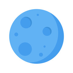 Stylized blue planet with craters isolated on black background