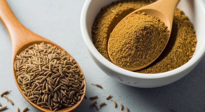 Whole cumin seeds and ground spice for culinary preparations