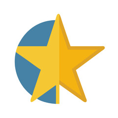 Golden star with blue circle graphic element on black