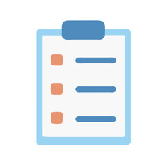 Stylized clipboard illustration with basic checklist, minimal design style