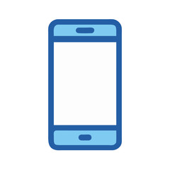 Stylized smartphone with blue frame on a black background