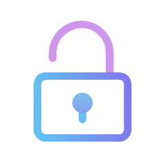 Open padlock icon security freedom with gradient color style