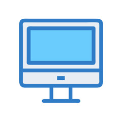 Isolated modern blue and white computer monitor illustration