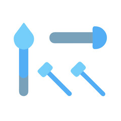 Abstract blue paint applicators tools with black background layout