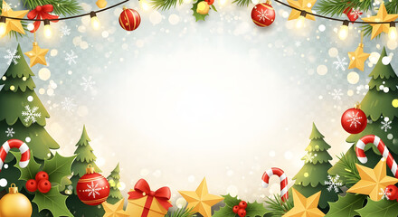 Rustic Wooden Cabin in Snowy Forest – Christmas Vector Background