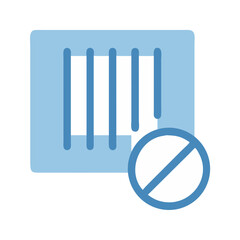 Restricted container icon in light blue minimalist illustration style