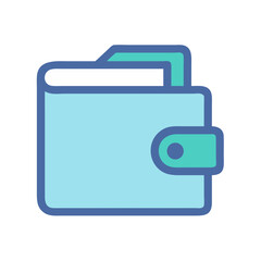 Simple wallet icon on black background in flat style