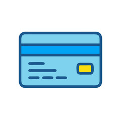 Stylized blue credit card icon on black background