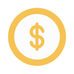 Isolated gold coin with a dollar sign symbol icon