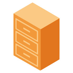 Drawer space office folder file flat color vector illustration template design