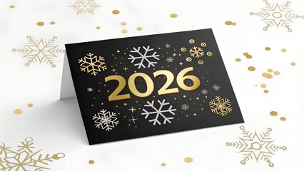 sparkling New Year 2026 greeting, set against a rich gradient red background with shimmering golden particles and bokeh effect
