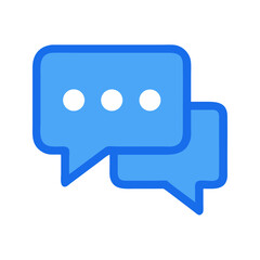 Blue communication bubble icon on black background for chat