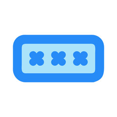 Flat illustration of triple stylized blue flowers on black