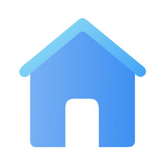 Blue home icon on black background with simple design