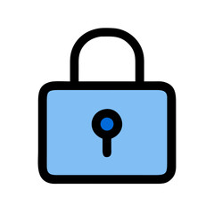 Light blue lock with dark keyhole on black background