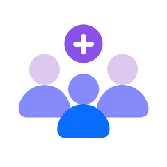 Group with Plus Sign Flat Illustration on Black Background