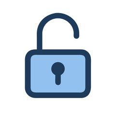 Open padlock icon security access unlocked on black background