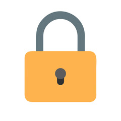 Flat vector padlock icon with gray shackle on black