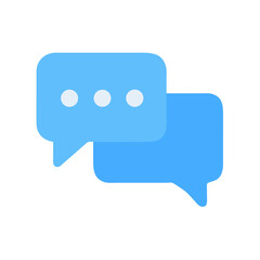 Overlapping blue speech bubbles represent communication and messaging