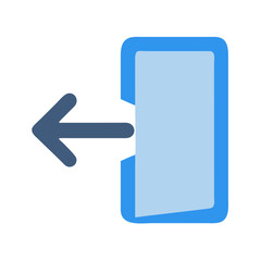 Blue exit icon pointing left on a black background