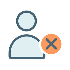 User icon with cross mark for profile deletion sign