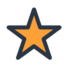 Single golden star with dark outline over black background