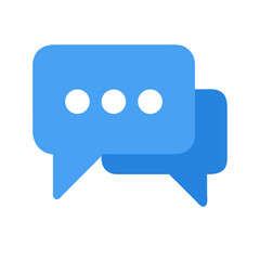 Two overlapping blue message bubbles against a black background