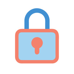 Stylized padlock icon in blue and salmon colors