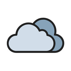 Two fluffy clouds icon on black background illustration