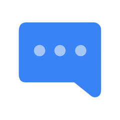 Blue speech bubble icon with three dots inside center