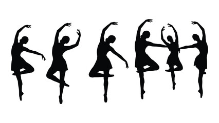 Ballet dancers silhouettes isolated on white background, Vector