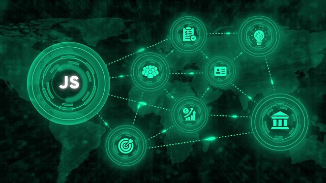 Financial technology concept with business strategy connection animated