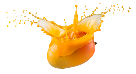 Isolated Mango Splash A Vibrant Explosion of Flavor on Transparent Background
