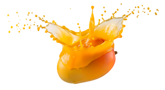 Isolated Mango Splash A Vibrant Explosion of Flavor on Transparent Background
