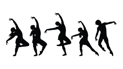 Dancing silhouettes isolated on white background, Vector