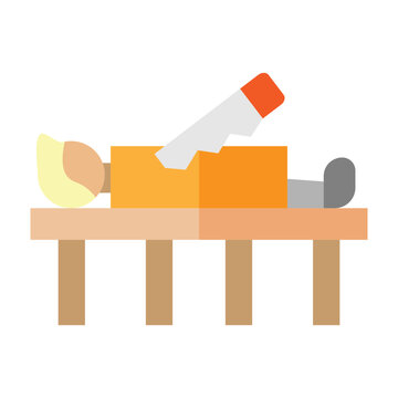 Sawing Trick Box Vector Flat Icon Design
