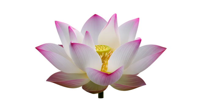 Beautiful Lotus Flower Isolated on Transparent Background for Spiritual and Design Use - Powered by Adobe